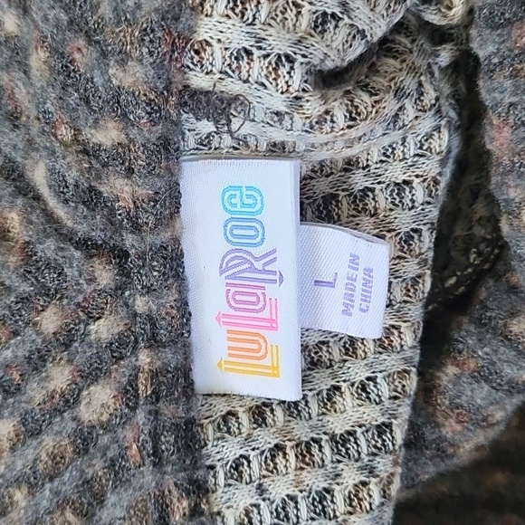 LuLaRoe Kristin Gray and Peach Cowl Neck Blouse - Picture 10 of 15